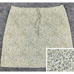 Van Heusen Floral Skirt Womens XL Green Stretch Cotton A-Line Mini Cottagecore